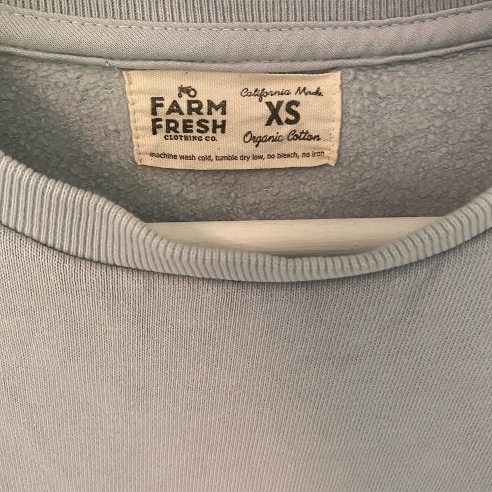 Farm fresh, organic cotton sweatshirt, size extra, small, blue gray - Picture 2 of 6